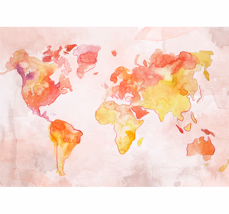 Fototapete weltkarte aquarell weltkarte - TenStickers