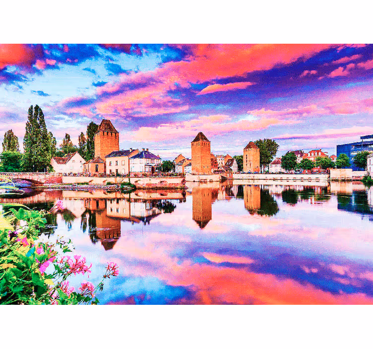 Fototapete Städte straßburg sonnenuntergang reflexion - TenStickers