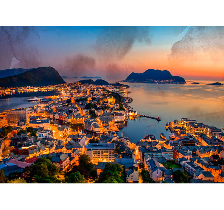 Fototapete Ålesund norwegischer stadtschnee - TenStickers