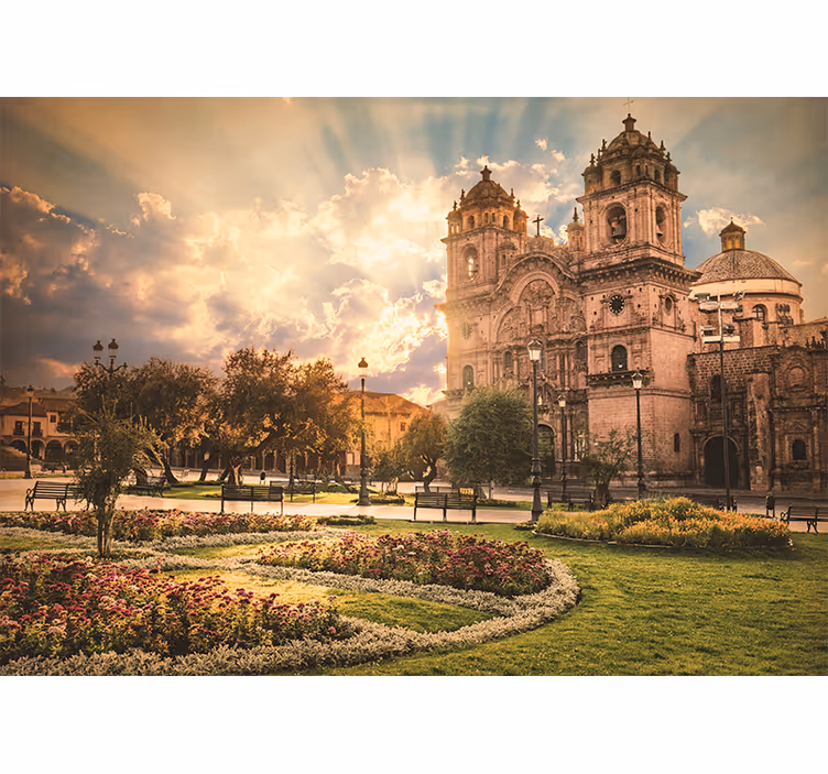 Fototapete städte cusco kathedrale sonnenuntergang - TenStickers