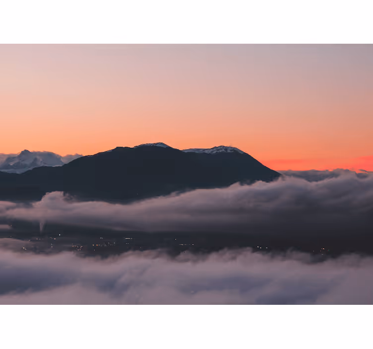 Fototapete landschaft berg sonnenuntergang aussicht - TenStickers