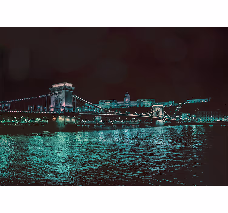 Fototapete städte nachtansicht der kettenbrücke - TenStickers