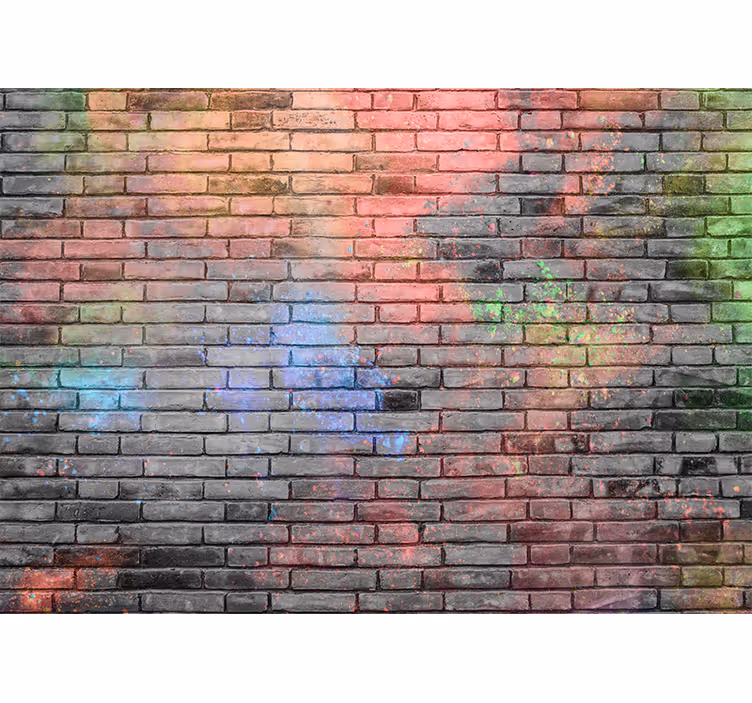 Fototapete Backstein Farbspritzer auf mauer brick - TenStickers