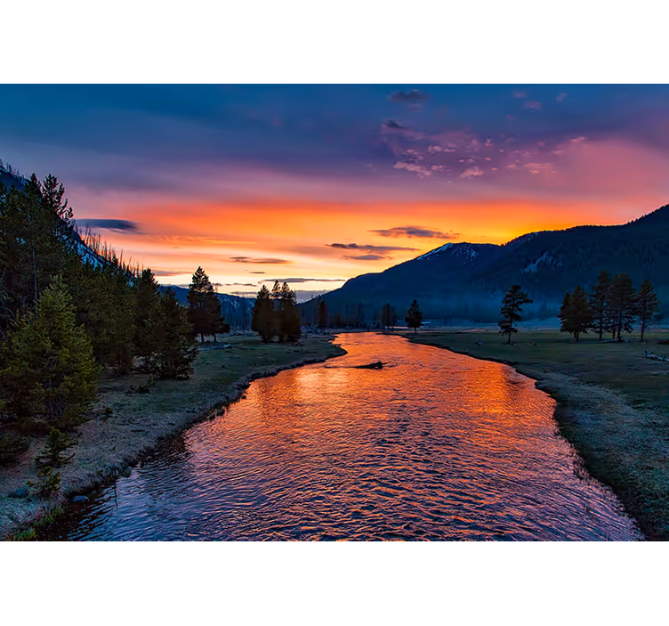 Fototapete Landschaft sonnenuntergang fluss aussicht - TenStickers