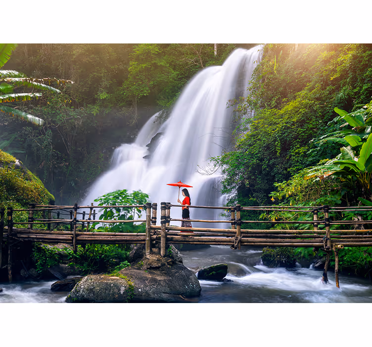 Fototapete landschaft ruhige wasserfallansicht - TenStickers