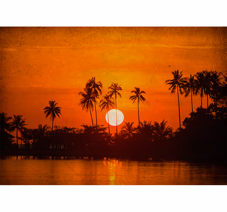 Fototapete landschaft tropischer sonnenuntergang - TenStickers