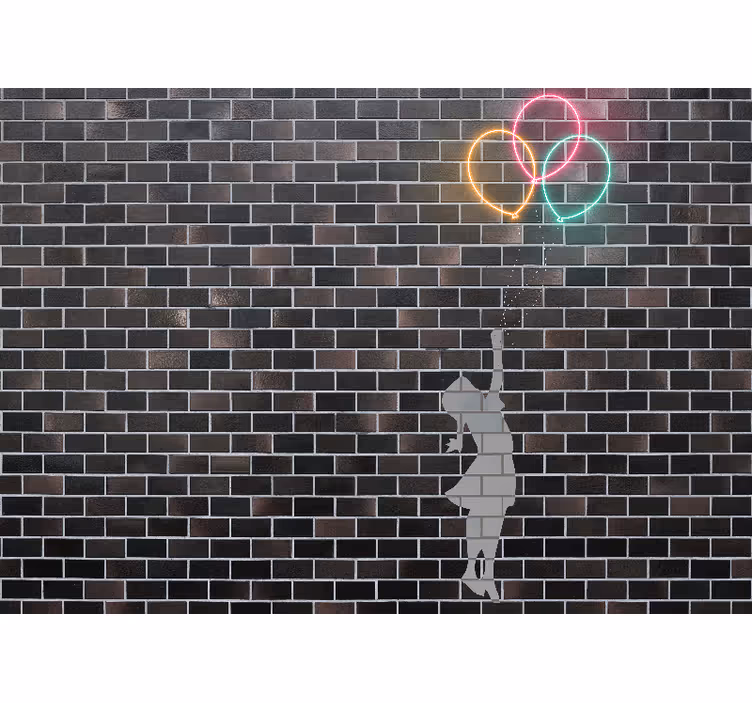 Fototapete graffiti mädchen mit ballons reaching - TenStickers