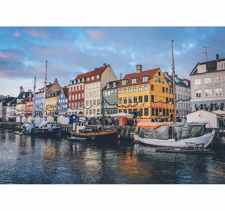 Fototapete städte lebendige seenferienhäuser - TenStickers