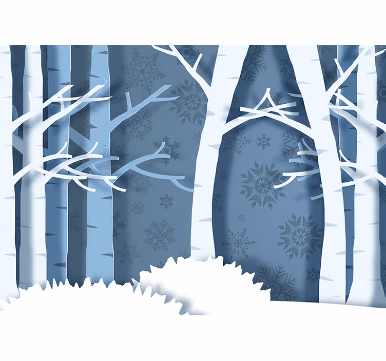 Fototapete wald eiszapfen-birkenbäume - TenStickers