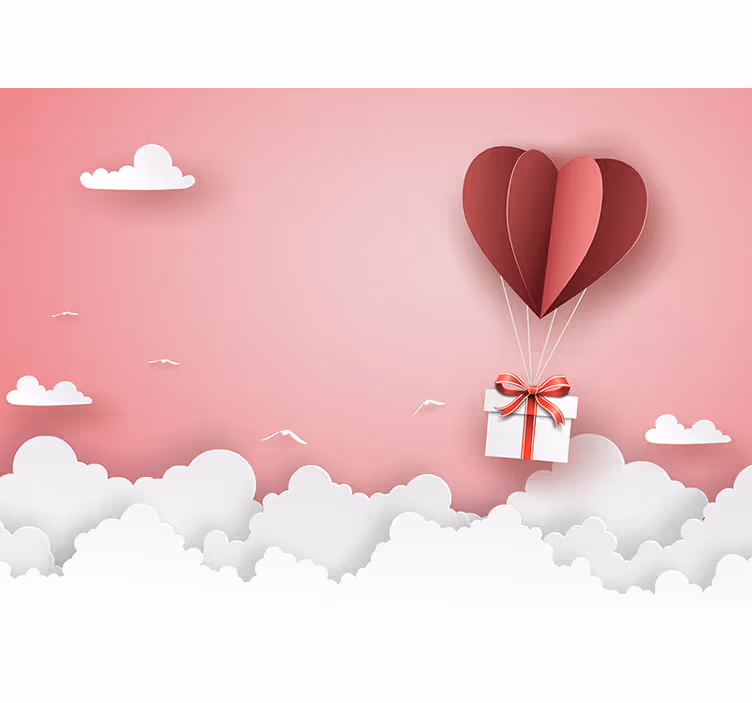Fototapete liebe herzluftballon geschenk - TenStickers