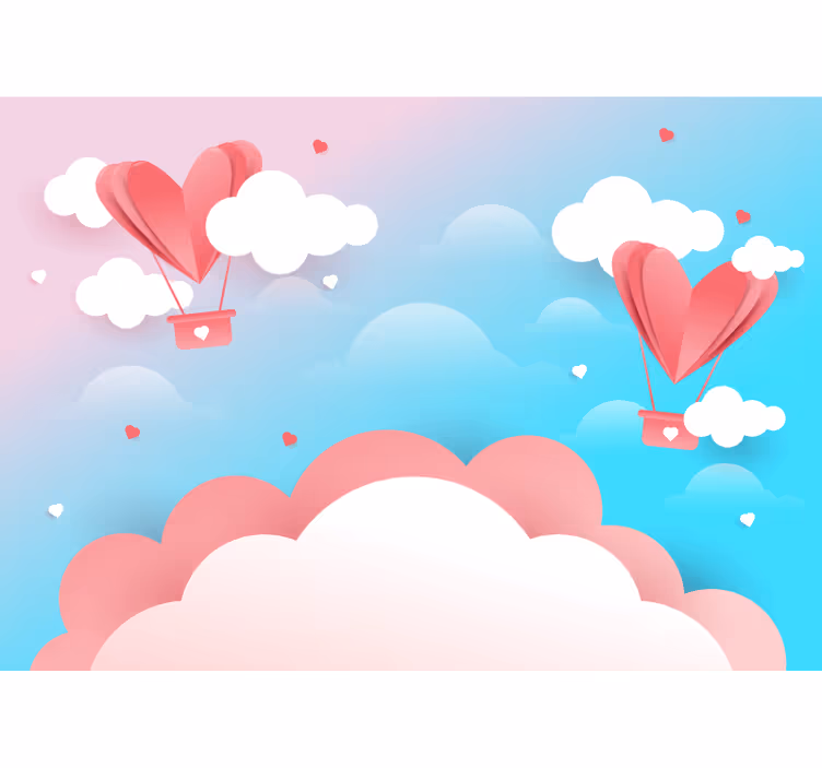 Fototapete liebe mit schwebenden herzluftballons - TenStickers
