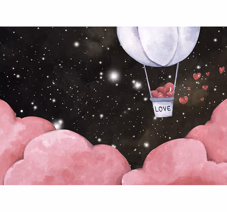 Fototapete liebe ballonreise ins herz - TenStickers