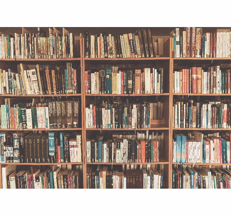 Fototapete Büro Verschwommenes bücherregal alte bücher - TenStickers