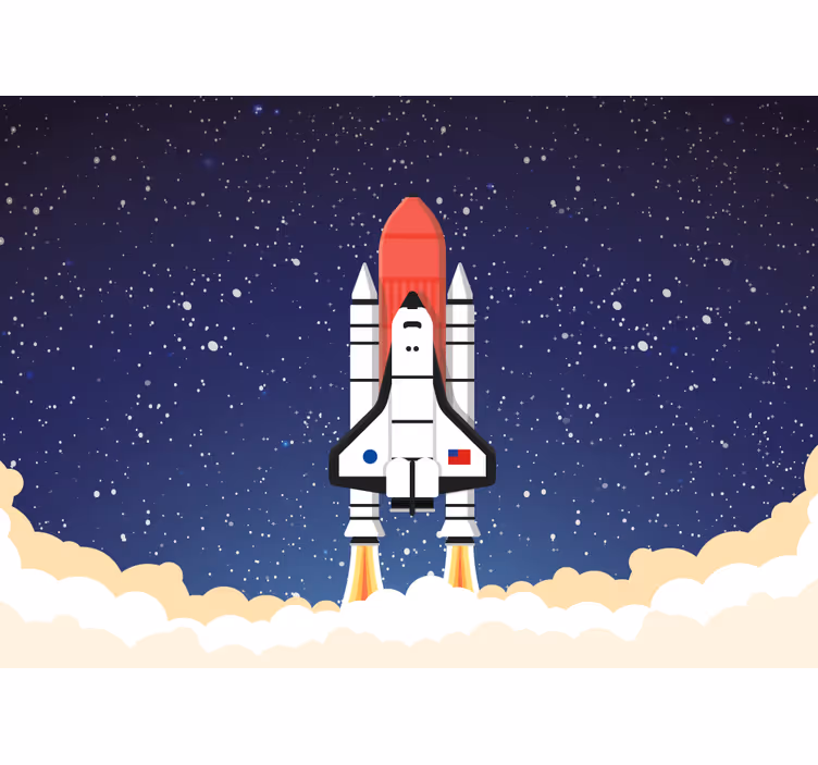Fototapete Kinderzimmer Cartoon-rakete, die in den weltraum start - TenStickers