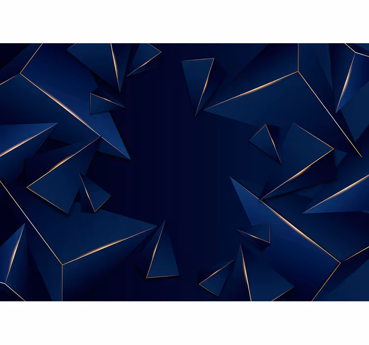 Wohnzimmer Fototapete 3D blau und gold  Muster - TenStickers