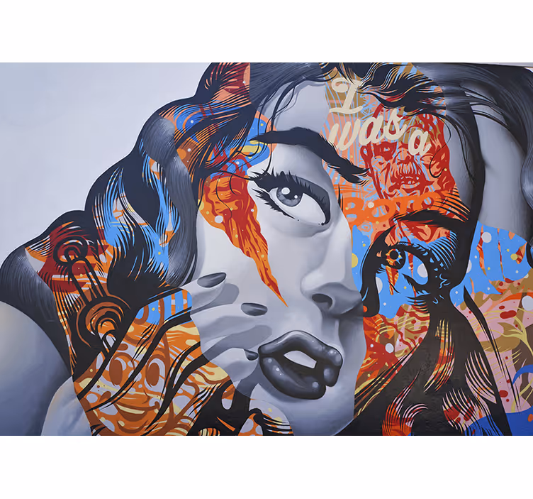 Fototapete Urbane Kunst Pop art frau porträt graffiti - TenStickers