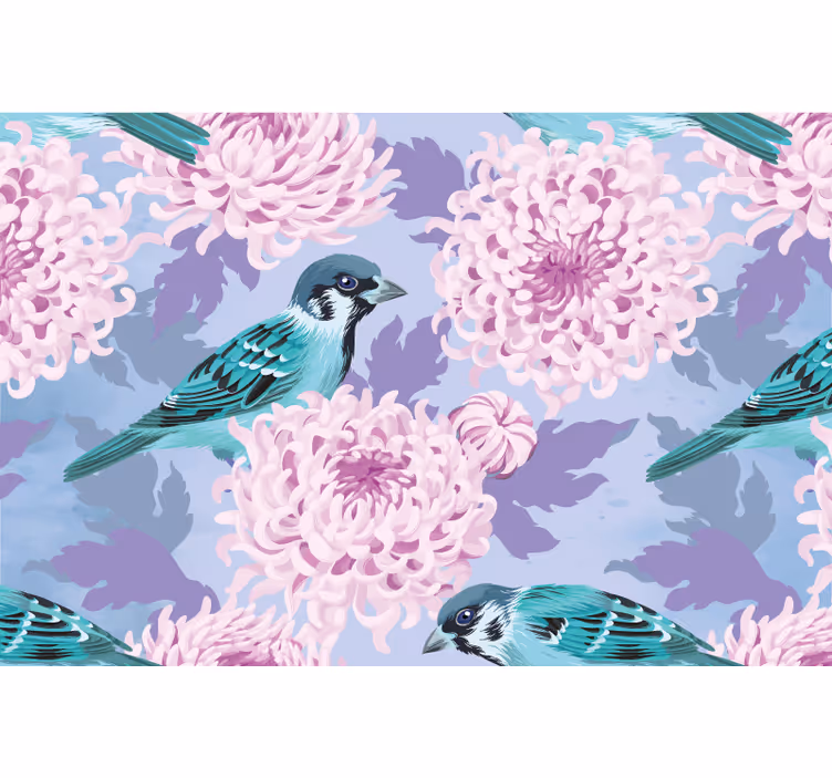 Fototapete blumen blaue vogelblüten - TenStickers