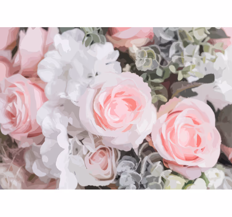Fototapete Blumen Viele weiße rosen Muster - TenStickers