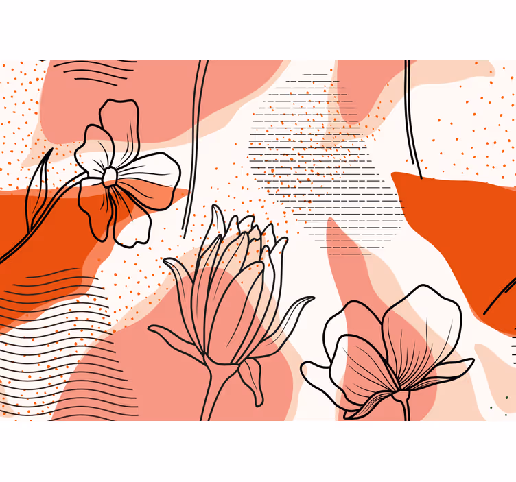 Fototapete blumen im floralen linienstil - TenStickers