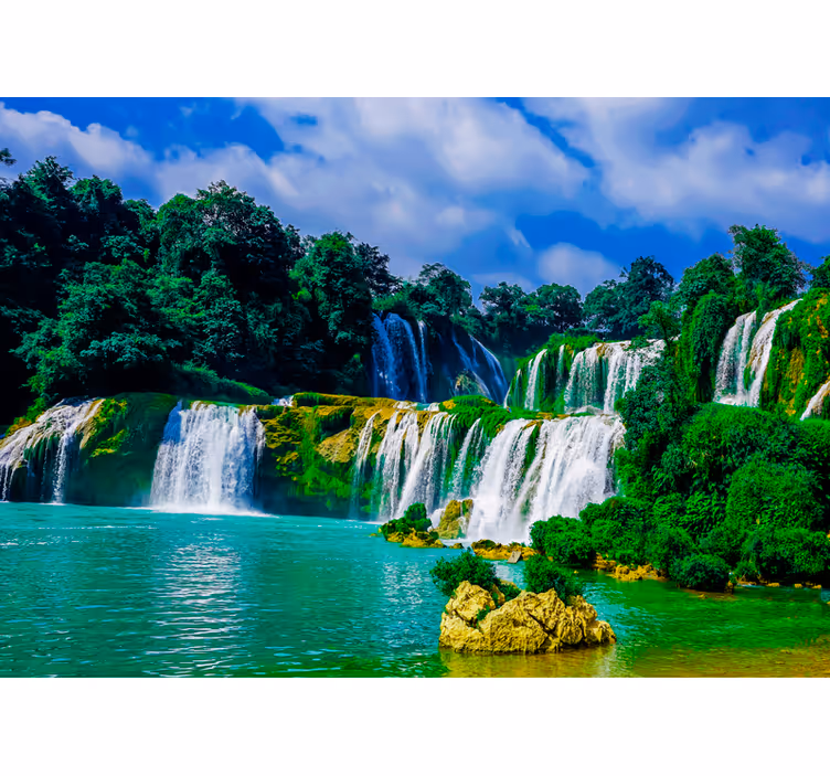 Fototapete wasserfall majestätische wasserfalllandschaft - TenStickers