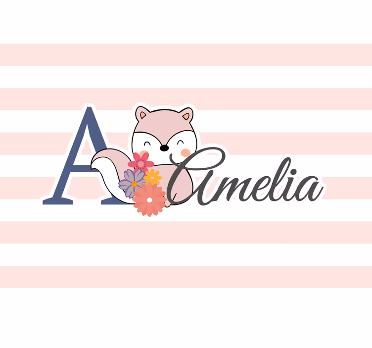Fototapete Babyzimmer Süße tiere eichhörnchen mit Namen - TenStickers
