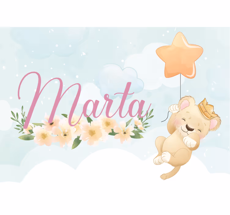 Fototapete Babyzimmer Süßer löwe für mädchen mit Namen - TenStickers
