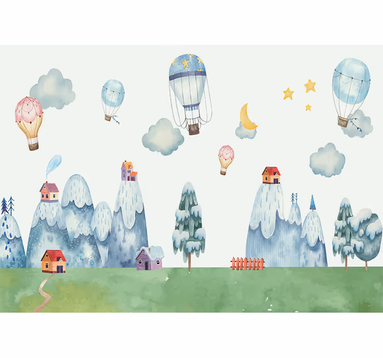 Fototapete babyzimmer mit verspielten heißluftballons - TenStickers