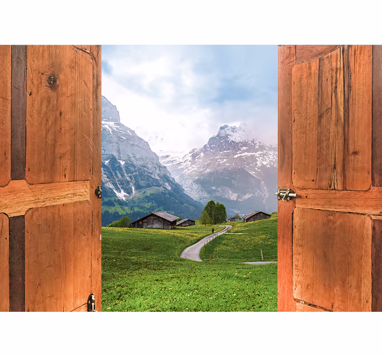 Fototapete landschaft bergblick Öffnung - TenStickers