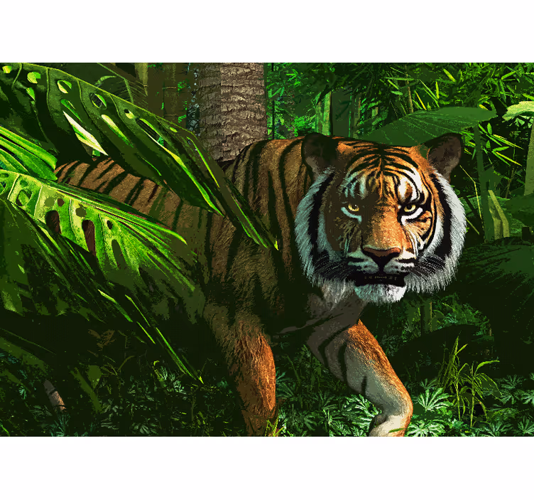 Fototapete tiere majestätischer tiger auf der jagd - TenStickers