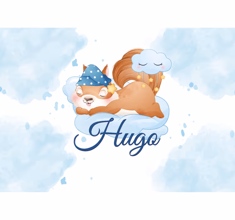 Fototapete babyzimmer träume vom schlafenden eichhörnchen - TenStickers