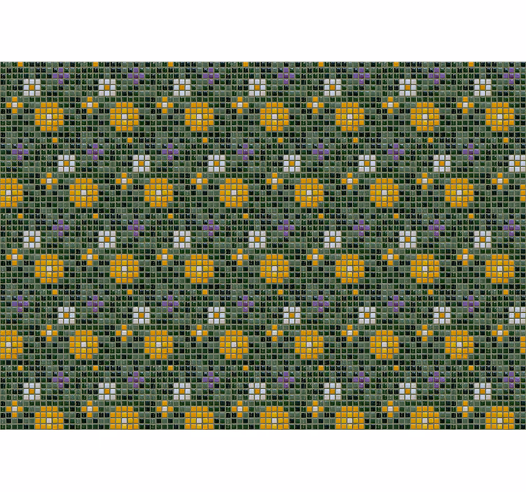 Fototapete Badezimmer lebendiges fliesen-blumenmuster - TenStickers
