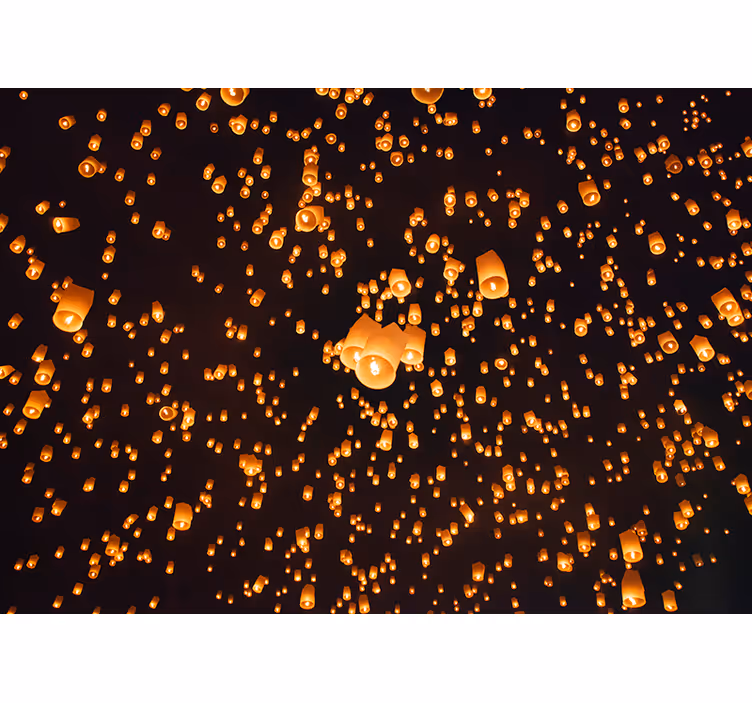 Fototapete Schlafzimmer Schwebende Laternen - TenStickers