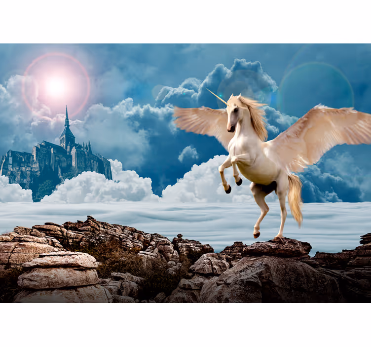 Fototapete fantasie ein majestätischer einhornflug - TenStickers