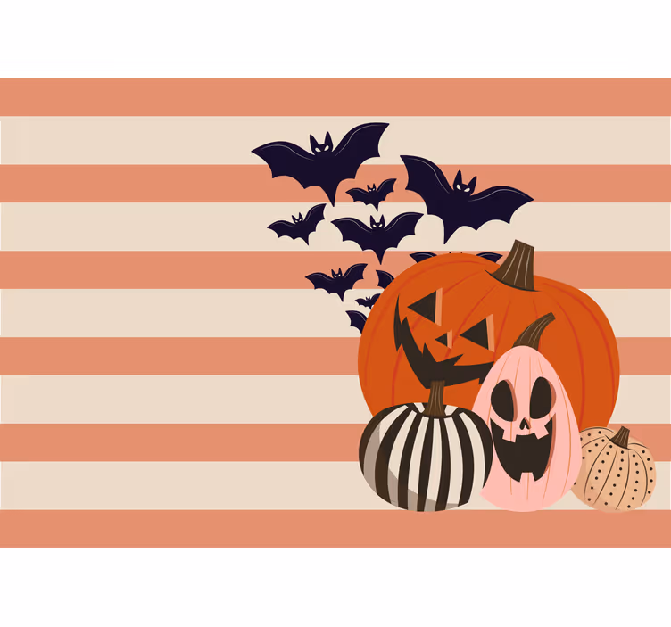 Fototapete halloween mit kürbissen und fledermäusen - TenStickers