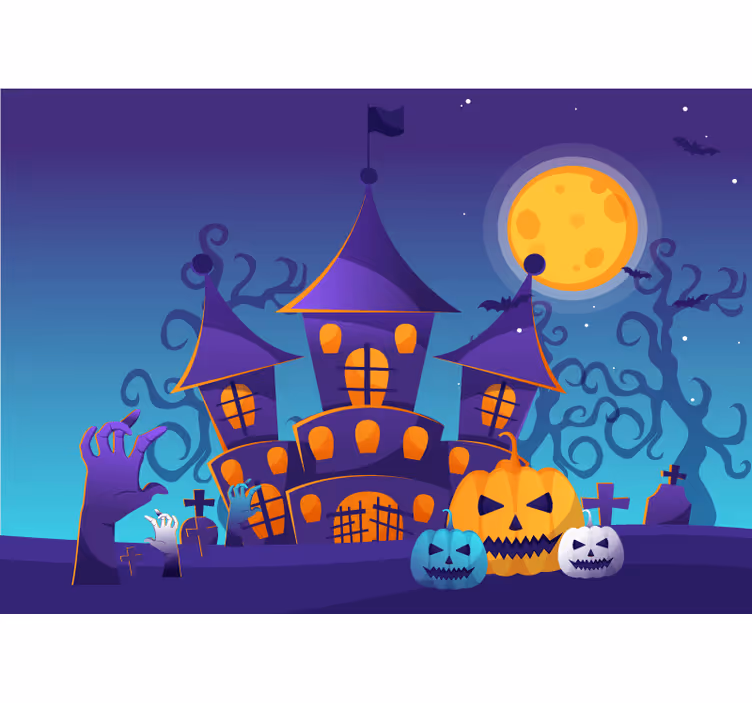 Fototapete halloween gespenstische burgszene - TenStickers
