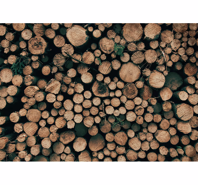 Fototapete Holz Braune Fototapete aus gestapeltem holz - TenStickers