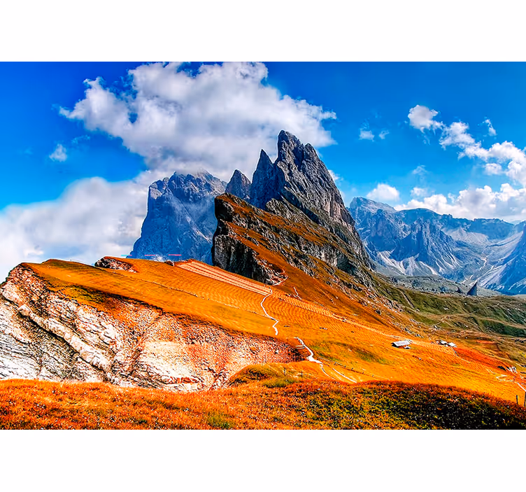 Fototapete landschaft mit panorama der berggipfel - TenStickers