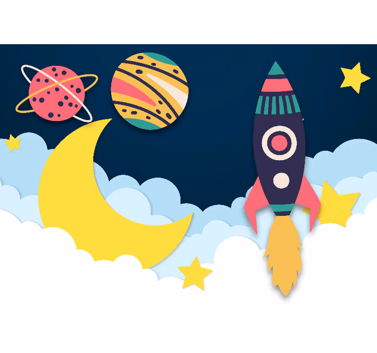 Fototapete Babyzimmer Bunte galaxie im papierstil - TenStickers