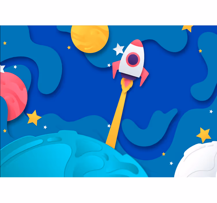 Fototapete fantasie raketenstart abenteuer - TenStickers