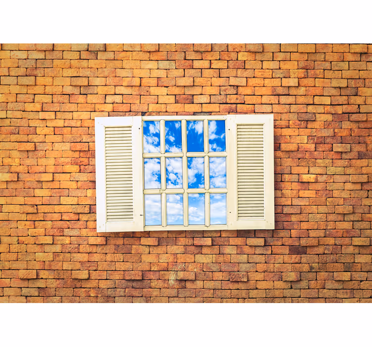 Fototapete steinoptik mit blick aus dem fenster - TenStickers