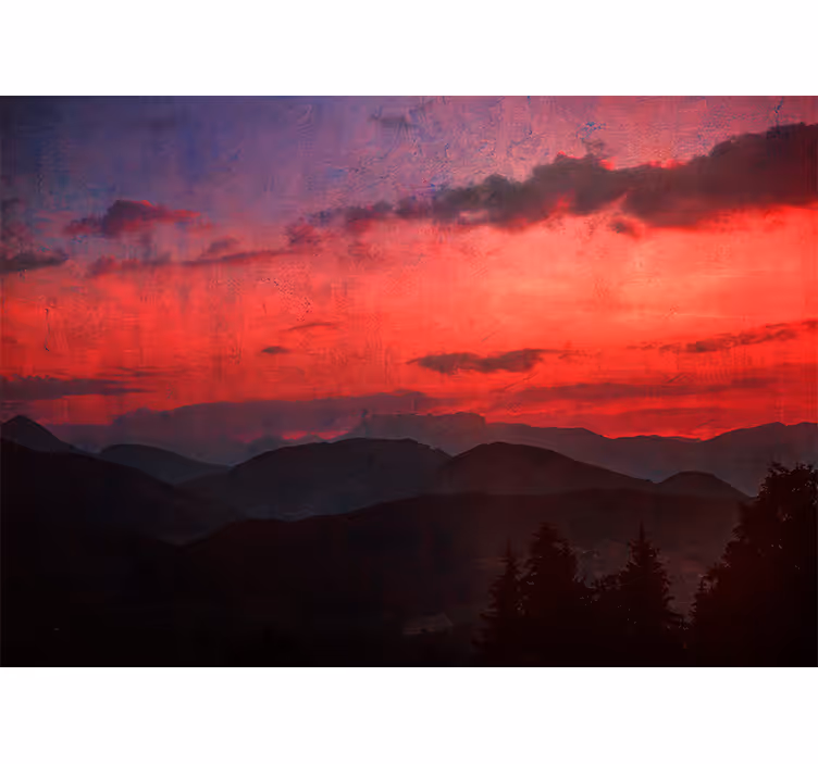 Fototapete berge dramatischer bergsonnenuntergang - TenStickers