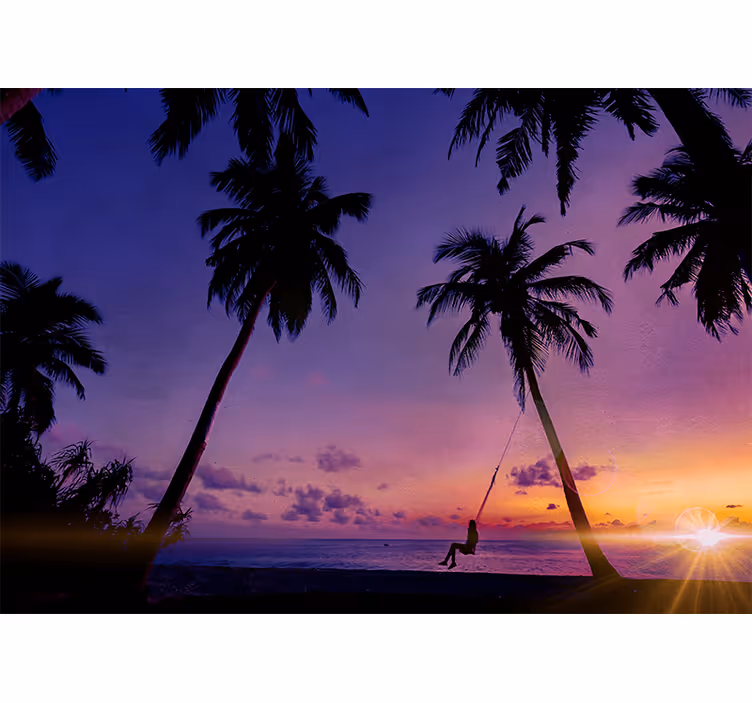 Fototapete natur sonnenuntergang mit palmen - TenStickers