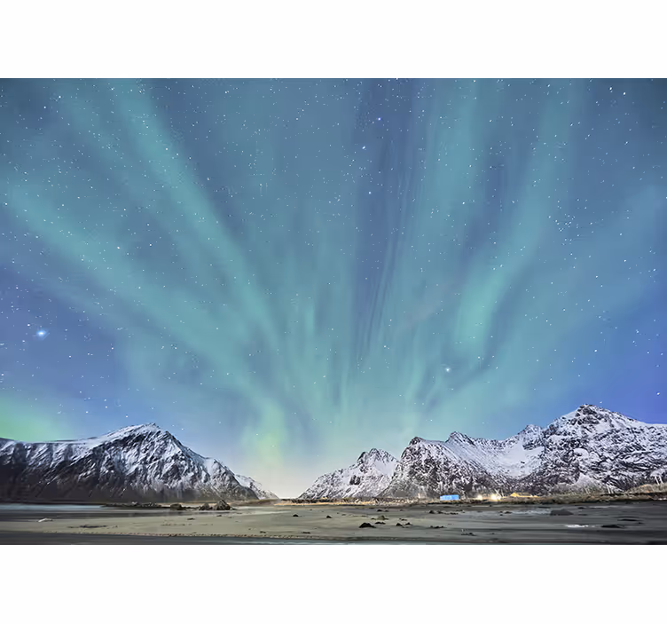 Fototapete Jugendzimmer Polarlicht in den bergen - TenStickers