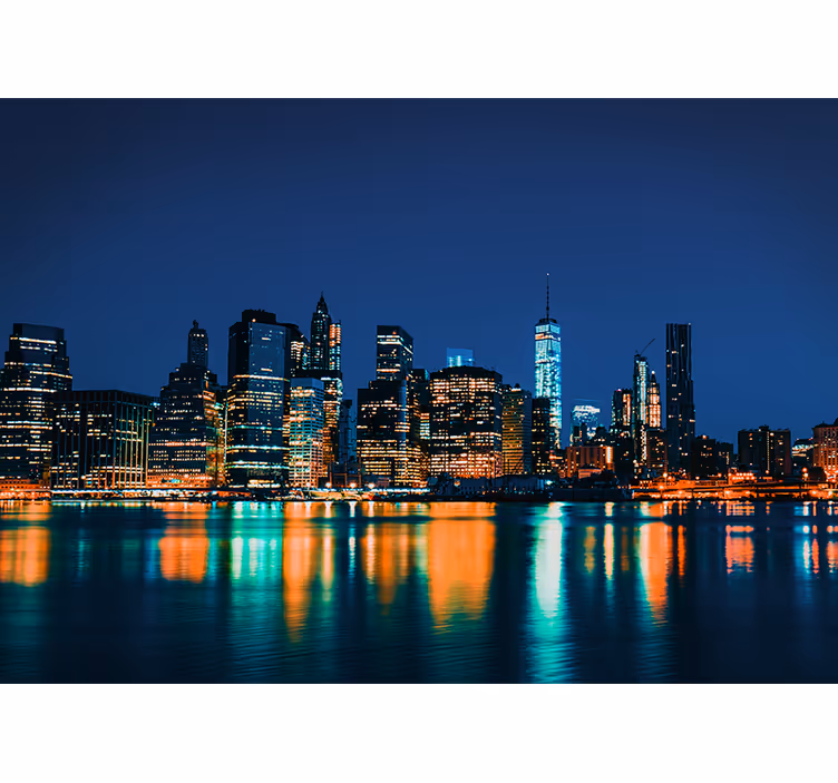 Fototapete New York Skyline von new york bei nacht - TenStickers