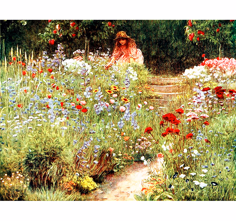 Fototapete blumen gartenweg szene - TenStickers