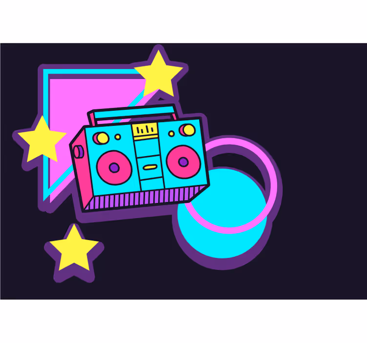 Fototapete musik retro boombox elemente - TenStickers