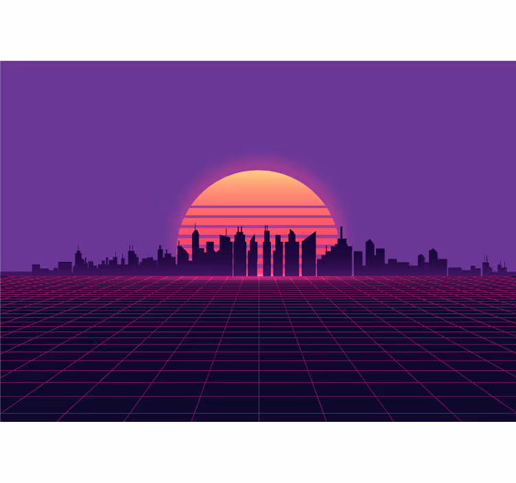 Fototapete städte sonnenuntergang stadtsilhouette - TenStickers