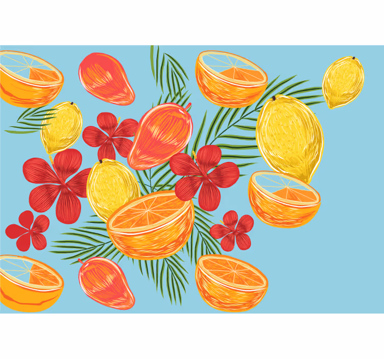 Fototapete blumen tropisches obstarrangement - TenStickers
