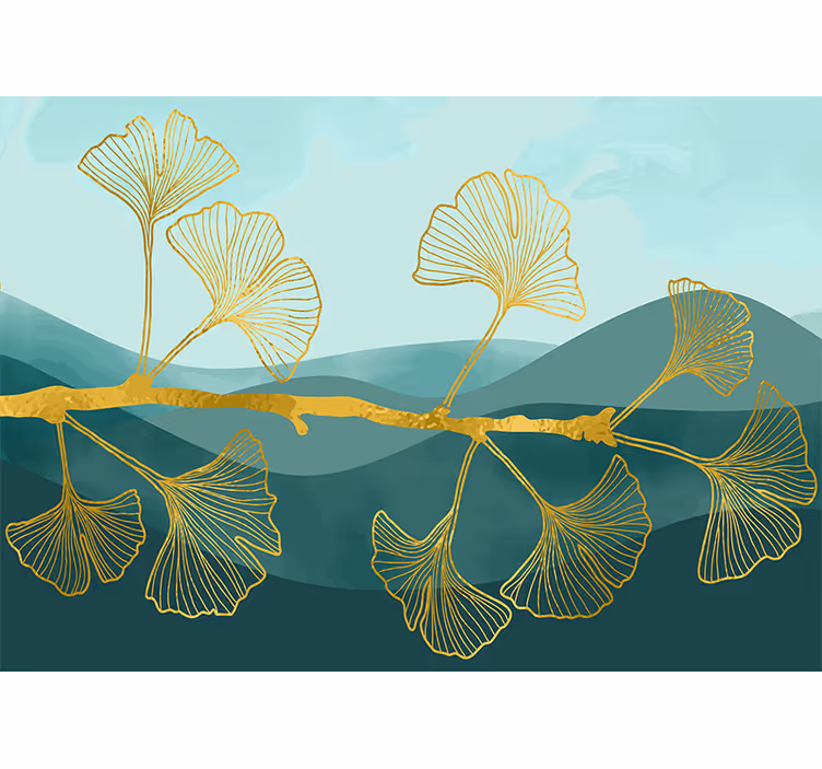 Fototapete blumen ginkgo blattmuster - TenStickers