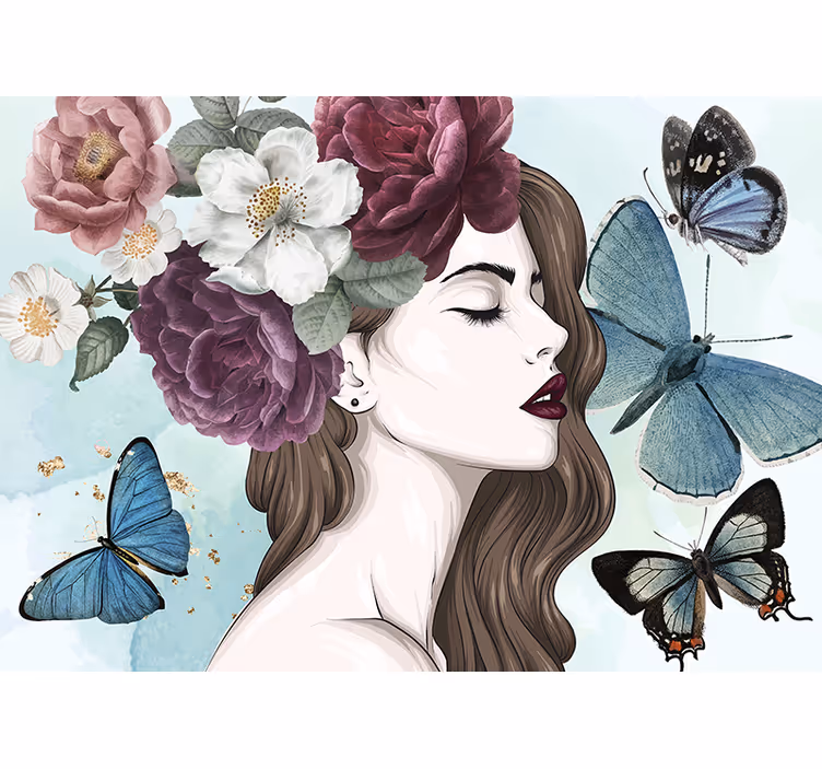 Fototapete Klassische Kunst "glamour style" frauen mit blumen - TenStickers
